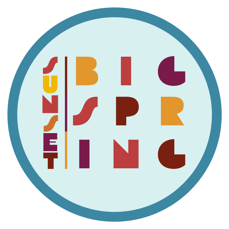 Sunset Big Spring graphic logo for a button