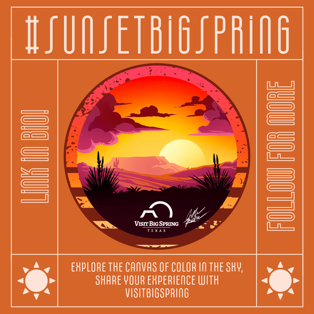 Sunset Big Spring graphic logo for a button